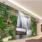 Art Und Weise 3D Home Decor Schöne Steinmauer Wasserfall 3D Tv Wand 3D  Wandmalereien Tapeten Pertaining To Wasserfall Wand Wohnzimmer