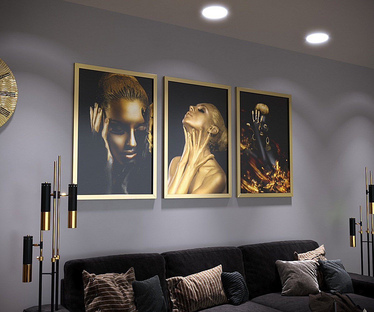 Bild Set Mit Rahmen Goldene Frauen Wandbilder Bilderrahmen Wohnzimmer Bilder inside Wohnzimmer Bilder Mit Rahmen