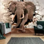 Fleece Photo Wallpaper 3D Effect Elephant Animals Abstract Living Room  Wallpaper within Fototapete 3D Effekt Wohnzimmer