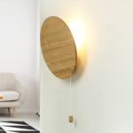 Runde Holz Wandlampe Mit Schalter Flach Modern Leuchte Pertaining To Wandlampe Wohnzimmer Modern