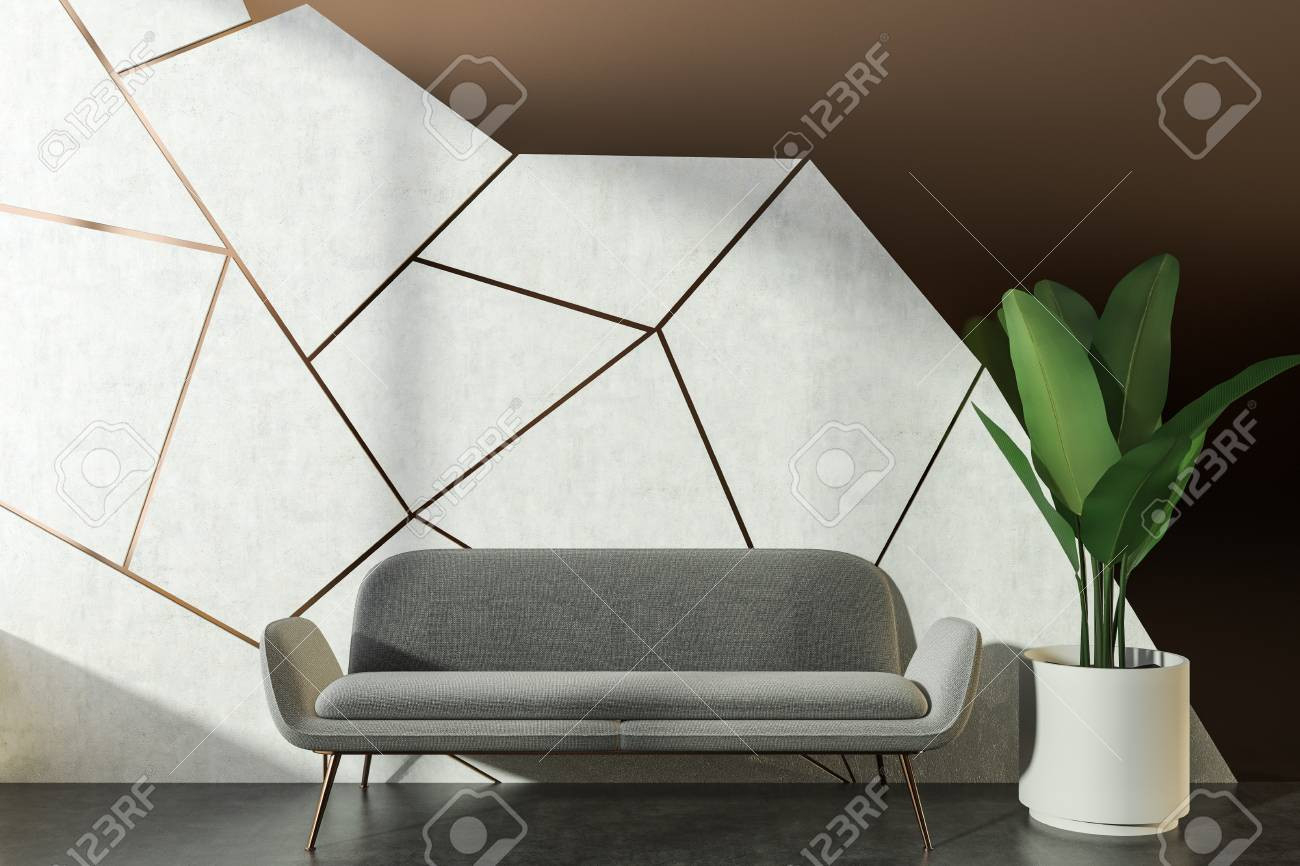 Weißes Und Braunes Geometrisches Wandmuster Im Wohnzimmer Mit regarding Wandmuster Wohnzimmer