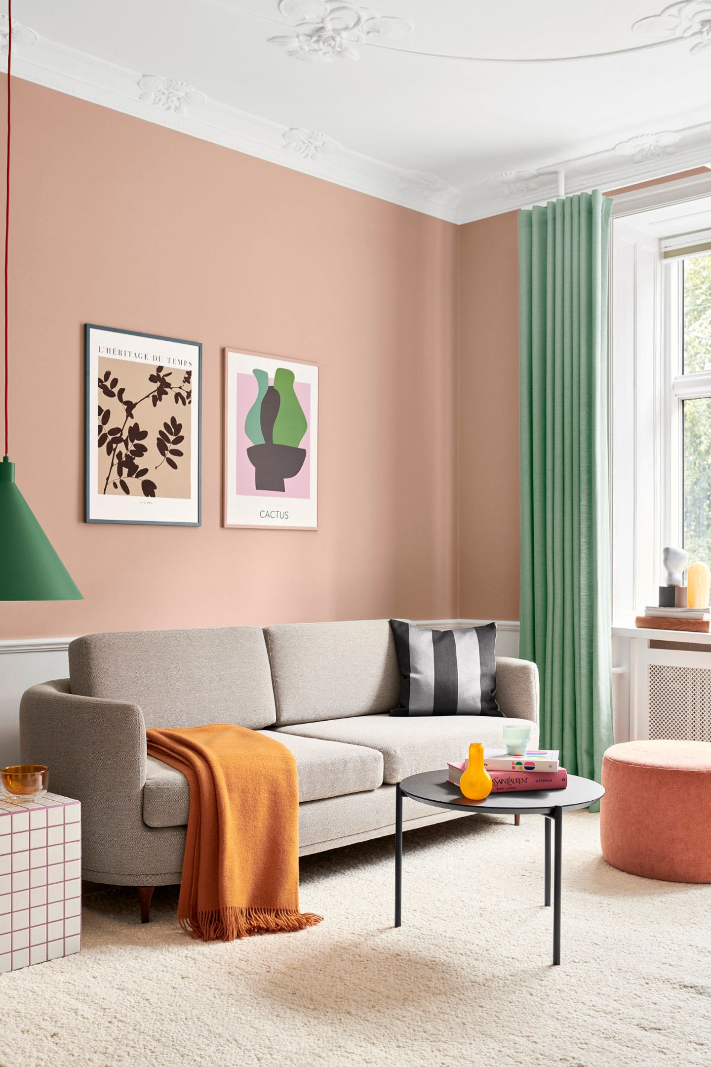 Wohnzimmer Mit Pfirsichfarbener Wand - [Schöner Wohnen] for Farbige Wand Wohnzimmer