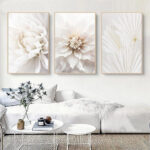 3Er Poster Set Weiß Rose Blume Bilder, Ohne Rahmen Wandbilder, Boho Bilder  Set Wanddeko Für Wohnzimmer Schlafzimmer (40X50Cm) Pertaining To Wandbilder Wohnzimmer