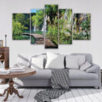 Leinwandbilder Wasserfall Natur Landschaft Set 170X100 Cm 5 Teilig Modern  Canvas Bilder Xxl Leinwandbild Leinwand Bilder Schlafzimmer Wohnzimmer for Wandbilder Wohnzimmer